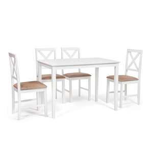 Обеденная группа на кухню Хадсон (стол + 4 стула) id 13693 pure white (белый 2-1) арт.13693 в Саратове